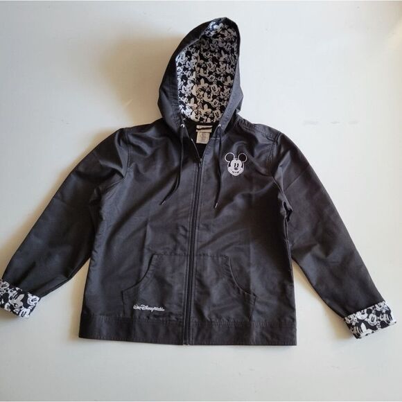 WALT DISNEY WORLD MICKEY MOUSE BLACK WHITE LIGHTWEIGHT SOUVENIR JACKET L LARGE - Picture 9 of 12